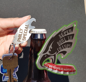 Philadelphia Eagles Stainless/Titanium Bottle Opener PHILLY SPECIAL SB LII CHAMPS!