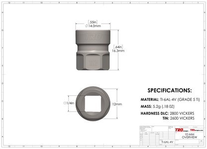 Titanium 10 mm Socket 1/4" Drive 6-Pt (RACER SPECIAL BLEMISHED IN STOCK)