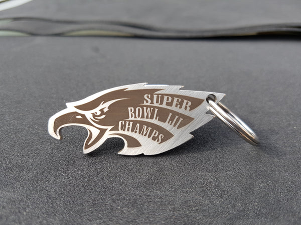 Muat gambar ke penampil Galeri, Philadelphia Eagles Stainless/Titanium Bottle Opener PHILLY SPECIAL SB LII CHAMPS!
