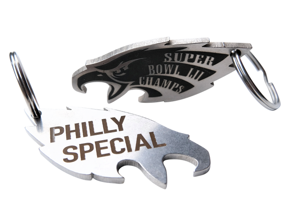 Muat gambar ke penampil Galeri, Philadelphia Eagles Stainless/Titanium Bottle Opener PHILLY SPECIAL SB LII CHAMPS!
